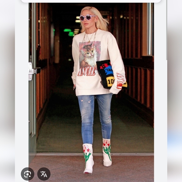 GUCCI 100% Authentic Fosca Floral crystal Embellishments Heel Boots Size 37/ 7 - Picture 11 of 14